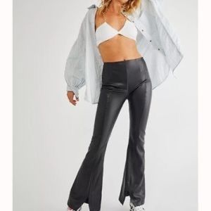 Free People Real Deal Vegan Leather Flare Pants size 27